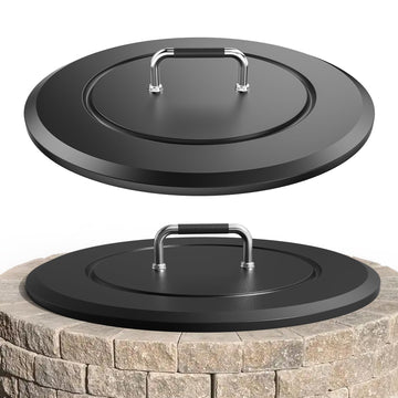 28.5 Inch Universal Fire Pit Lid Cover Round Outdoor Fire Pit Accessory, Heat Resistant Powder Coated Steel Firepit