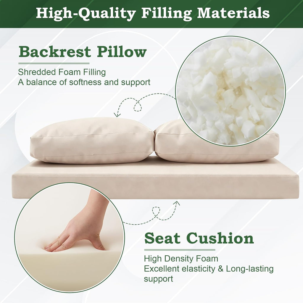 Outdoor Loveseat Cushion Set, 48" x 24" Patio Loveseat Cushions, Water-Resistant & Fade-Resistant Love Seat Cushions