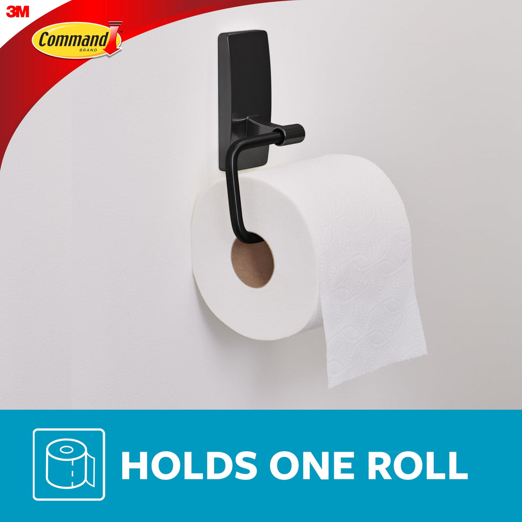 Toilet Paper Holder, Matte Black, 1 Holder, 2 Strips