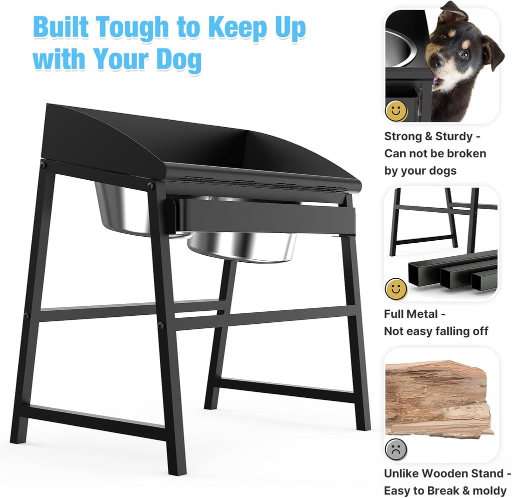 15" Tilted Elevated Dog Bowl, Large Breeds Non-Spill Design