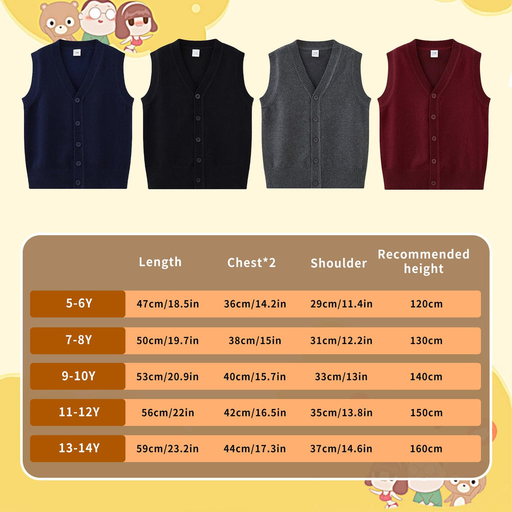 Boys Girls Knitted Vest V-Neck Sleeveless Knitwear Sweater School Uniform Matching Shirt Jumper for Kids