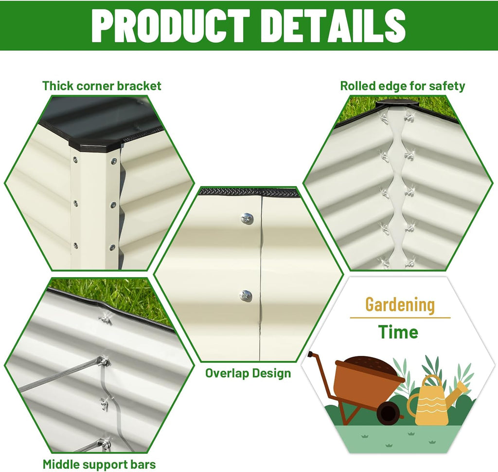 Galvanized Raised Garden Bed 6x3x2FT Outdoor Large Metal Planter Box Steel Kit for Planting Vegetables, Flowers