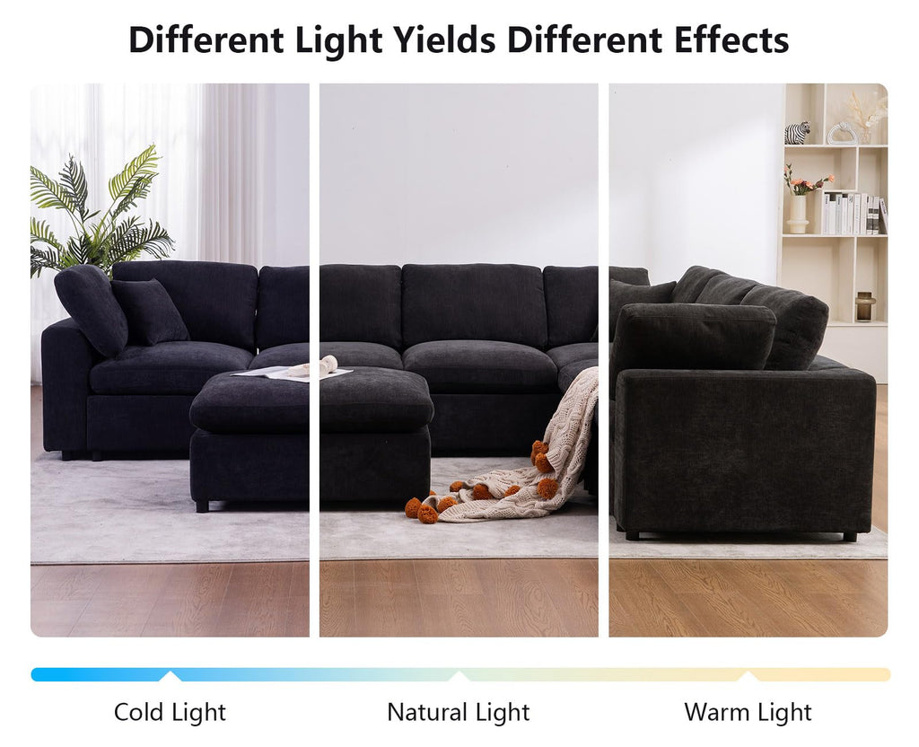 Oversized Modular Sectional Sofa, Couches, Black