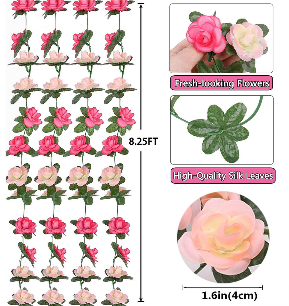 Fake Flower Garland - 10pcs 82 FT Artificial Rose Vine