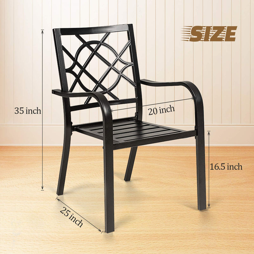 4 Piece Outdoor Dining Chairs 300 lbs Patio Bistro Chair Stackable Wrought Iron Chairs with Armrest for Garden