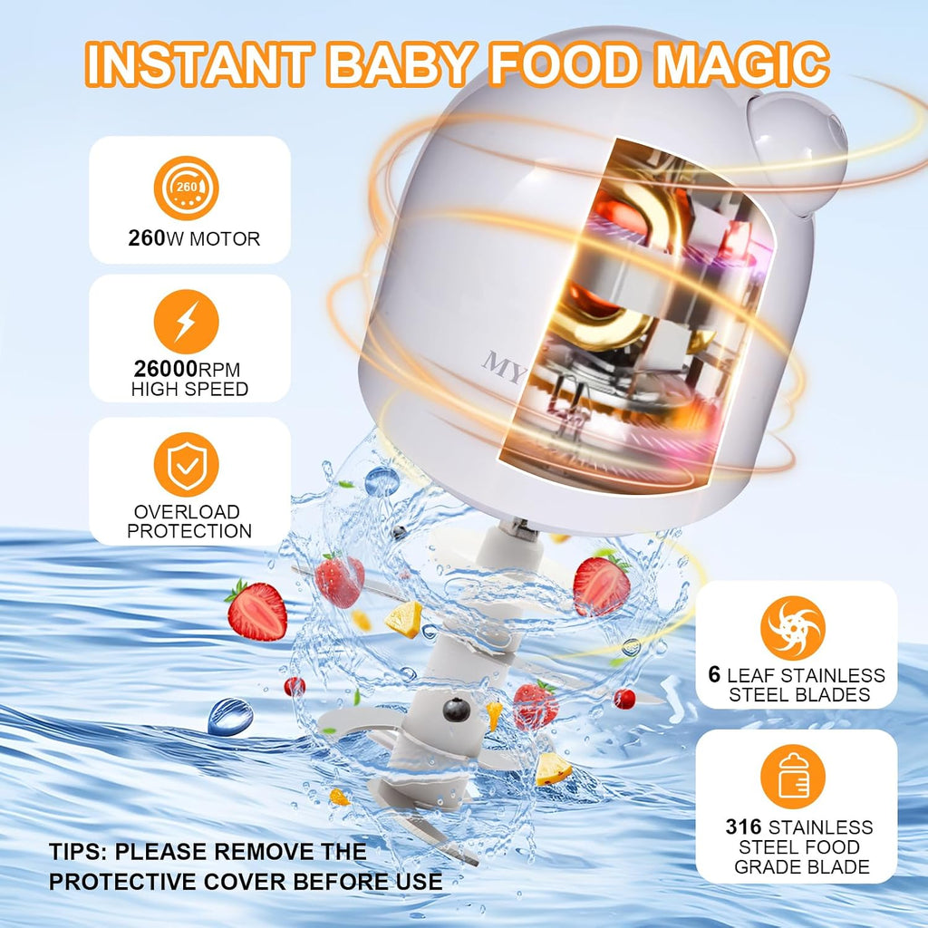 Food Maker & Food Processor, Upgraded in-1 Baby Food Blender, Puree Maker, Puree Grinder for Fruit, Veggies, Meat
