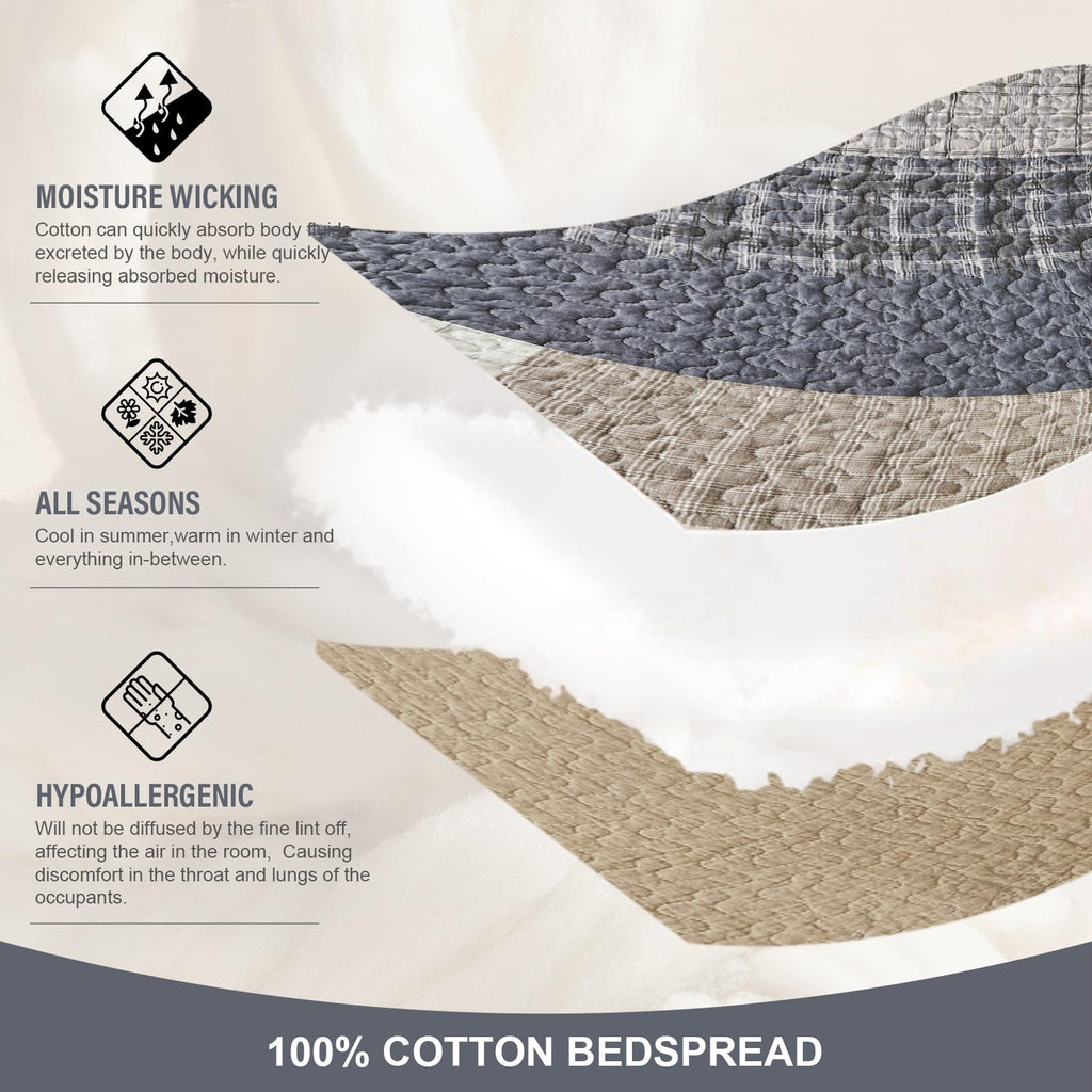 100% Cotton King Bedspread 120"x120", Oversized Quilt Set