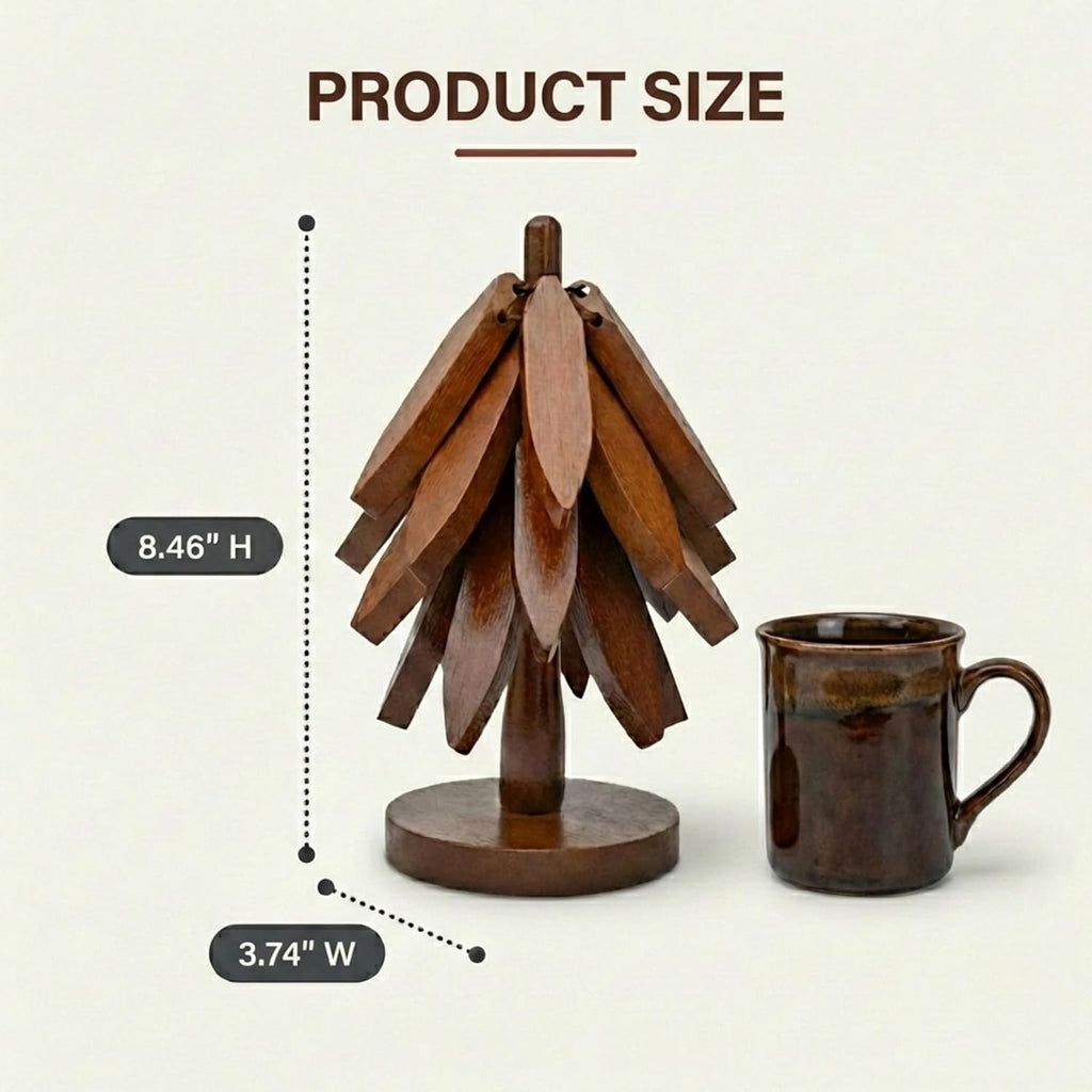 Tree Shaped Wooden Trivets for Hot Dishes, Pots & Pans - Hot Pads