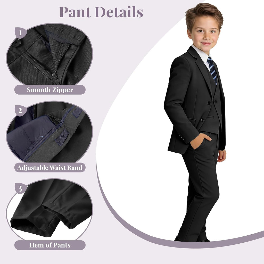 Boys Formal Suits 5 Piece Slim Fit Suit for Kids Teen Boy Tuxedo