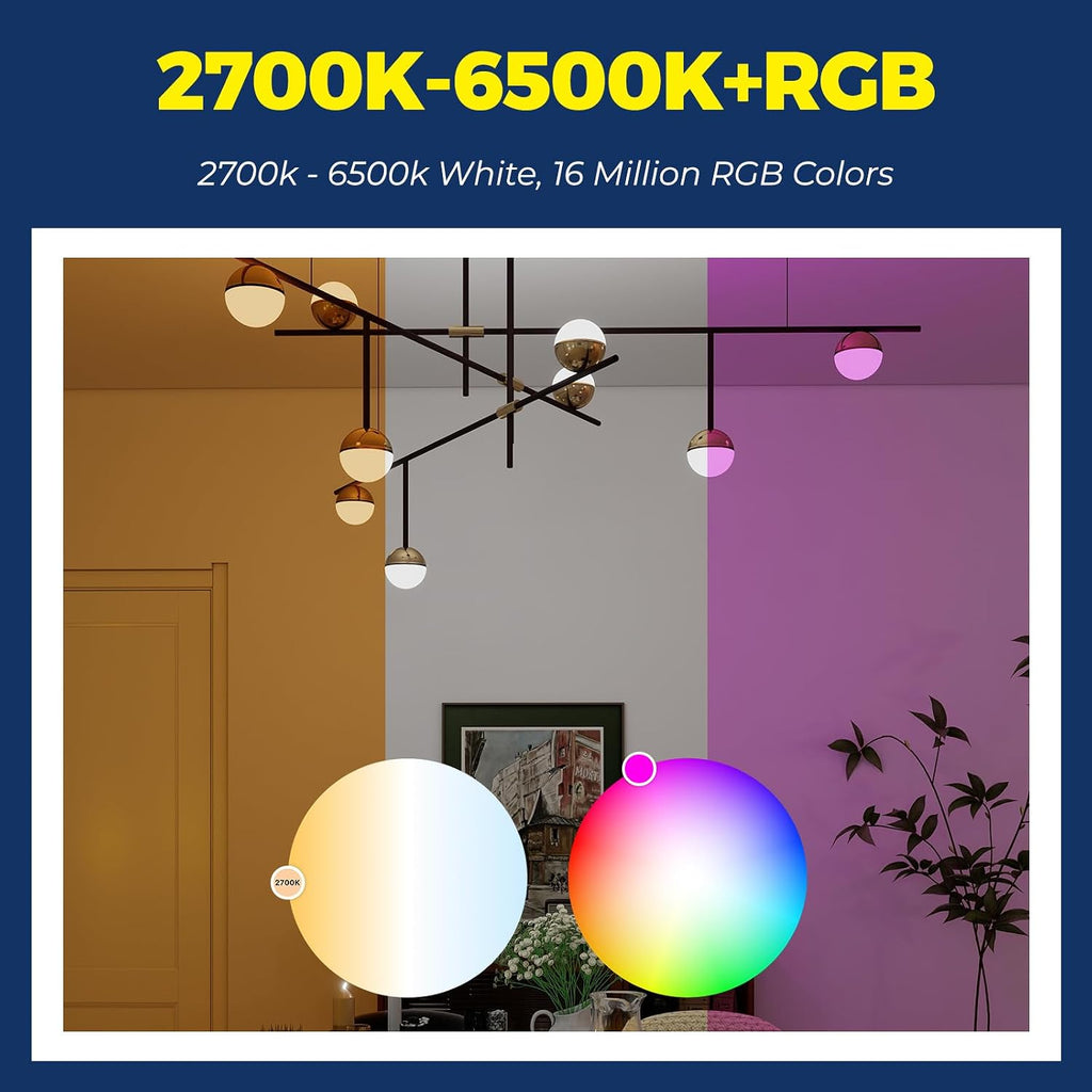 E26 Smart Light Bulb Compatible with Alexa/Google Home, 6PCS