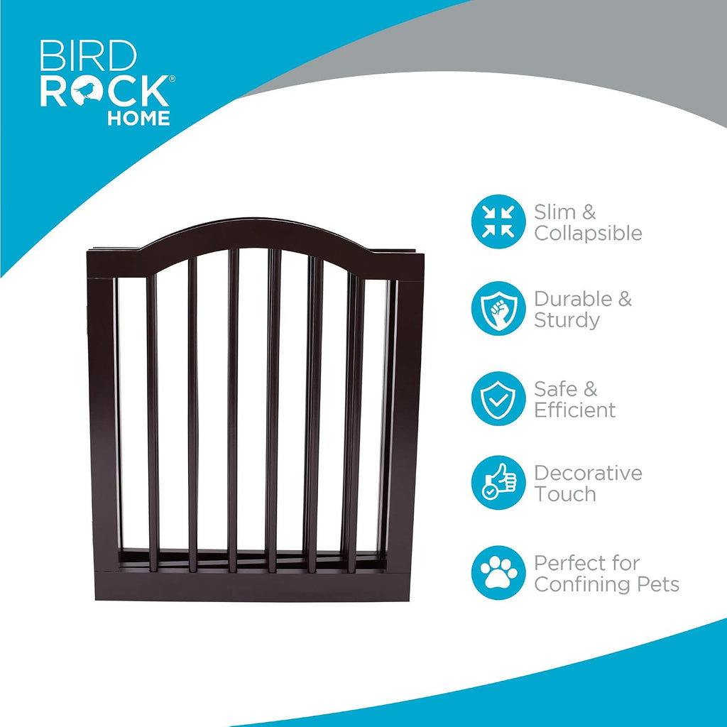 Arched Top Dog Gate | 4 Panel, 24" H Wooden Pet Barrier for Dogs or Cats | Freestanding Folding Room Divider