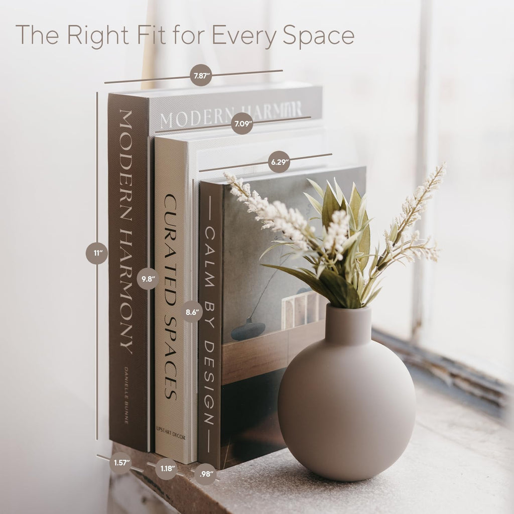 Modern Decorative Books Set of 3, Brown & Cream Faux Books with Storage | Large magnetic fake book boxes to store