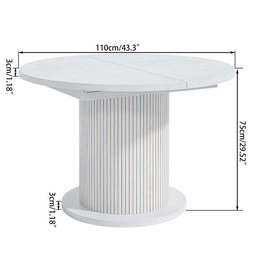 43.3 inch 59 inch Adjustable Size Round Dining Table for 4 6, Unique Design Modern Farmhouse Kitchen Table, Circle