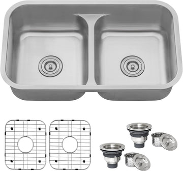32-in 50/50 Undermount Double Bowl Kitchen Sink - RVM4350