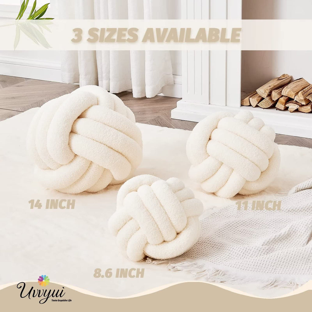 Knot Pillow Ball, Soft Home Decorative Pillows, Round Throw Pillow, Handmade Knotted Plush Pillow, Round Boucle