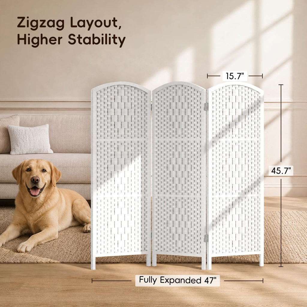 Room Divider, Short Folding Privacy Screen Panel, 3 Panel, White