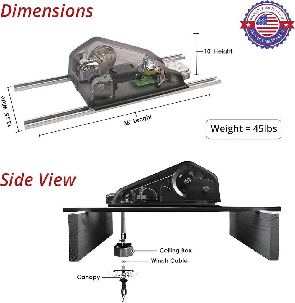 200 lb Motorized Chandelier Lift System with Remote Control, Residential Grade – Light-Duty