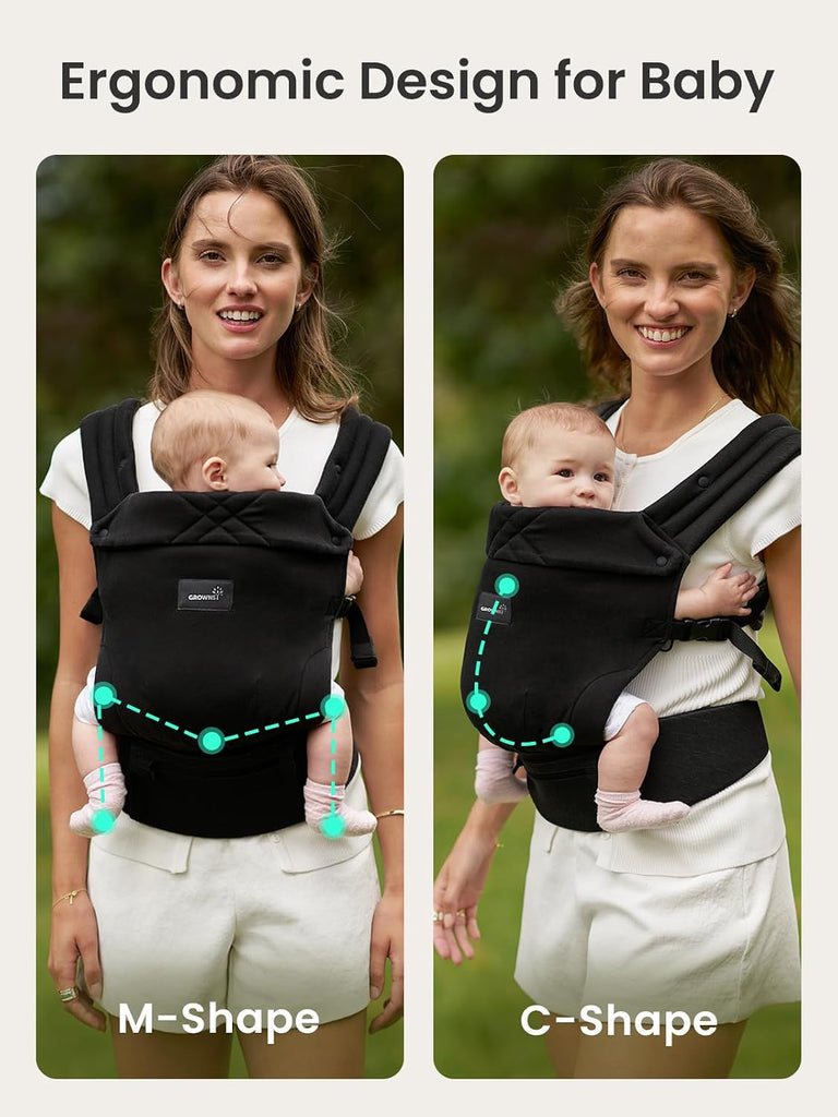 Baby Carrier Newborn to Toddler with Head Support, Black
