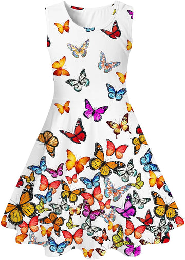 Girls Dress Sleeveless Casual Floral Sundress for Girl