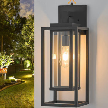 21" Dusk to Dawn Double Cage Outdoor Wall Light, Exterior Lantern