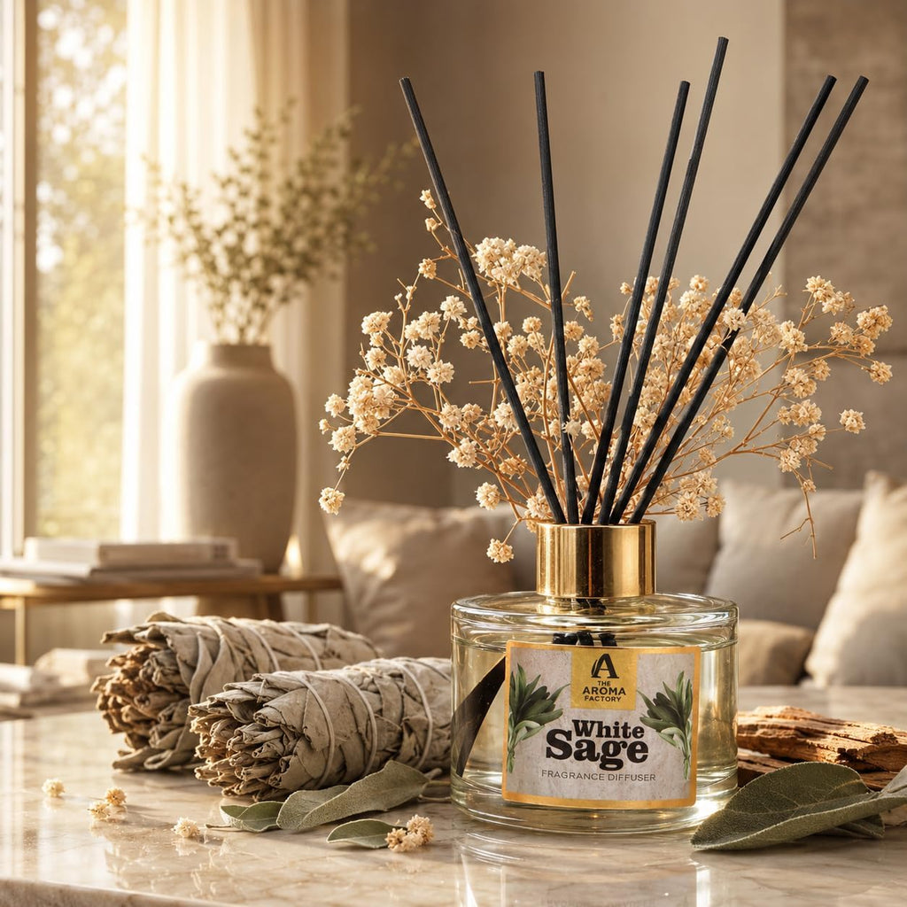 Fragrance Reed Diffuser Set with Natural Essential Oil, Aroma Sticks & Real Preserved Flowers | Luxury Home Decor