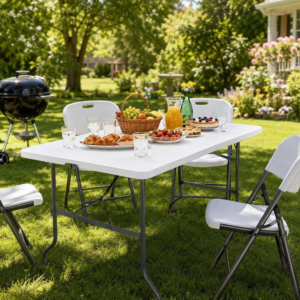 Field 4FT Folding Table, Heavy Duty, 330 lb Capacity, White