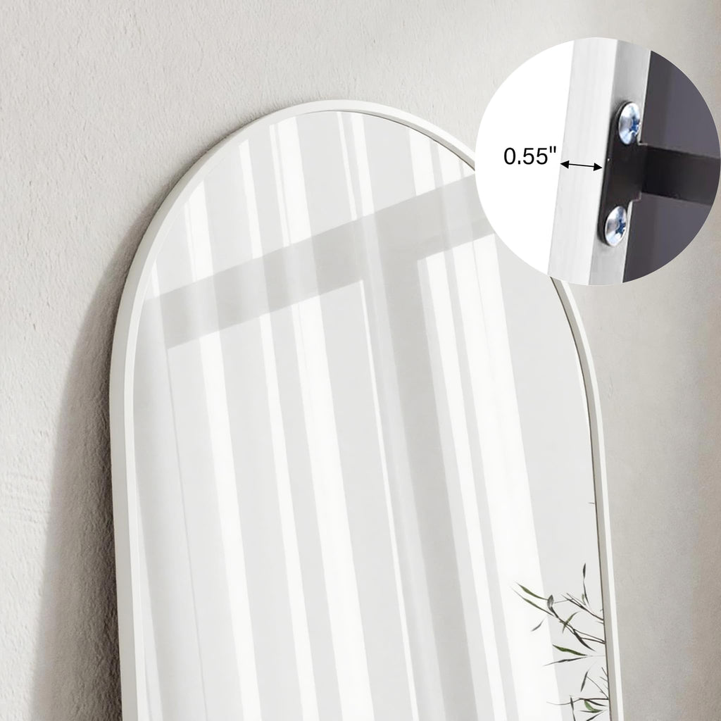 Full Length Mirror, 71"x26" Arched Body Mirror Full Length (White)