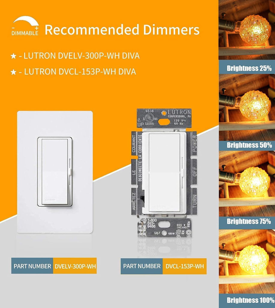 LED Vintage Edison Bulb, Dimmable, G30 G95 4W (40W Equivalent), LED Filament Bulb, 350 Lumen, 2200K (Warm White)