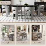 Modern Chenille Dining Chairs Set of 4, Upholstered Barrel Chairs with Arms Comfy Accent Side Chairs for Living