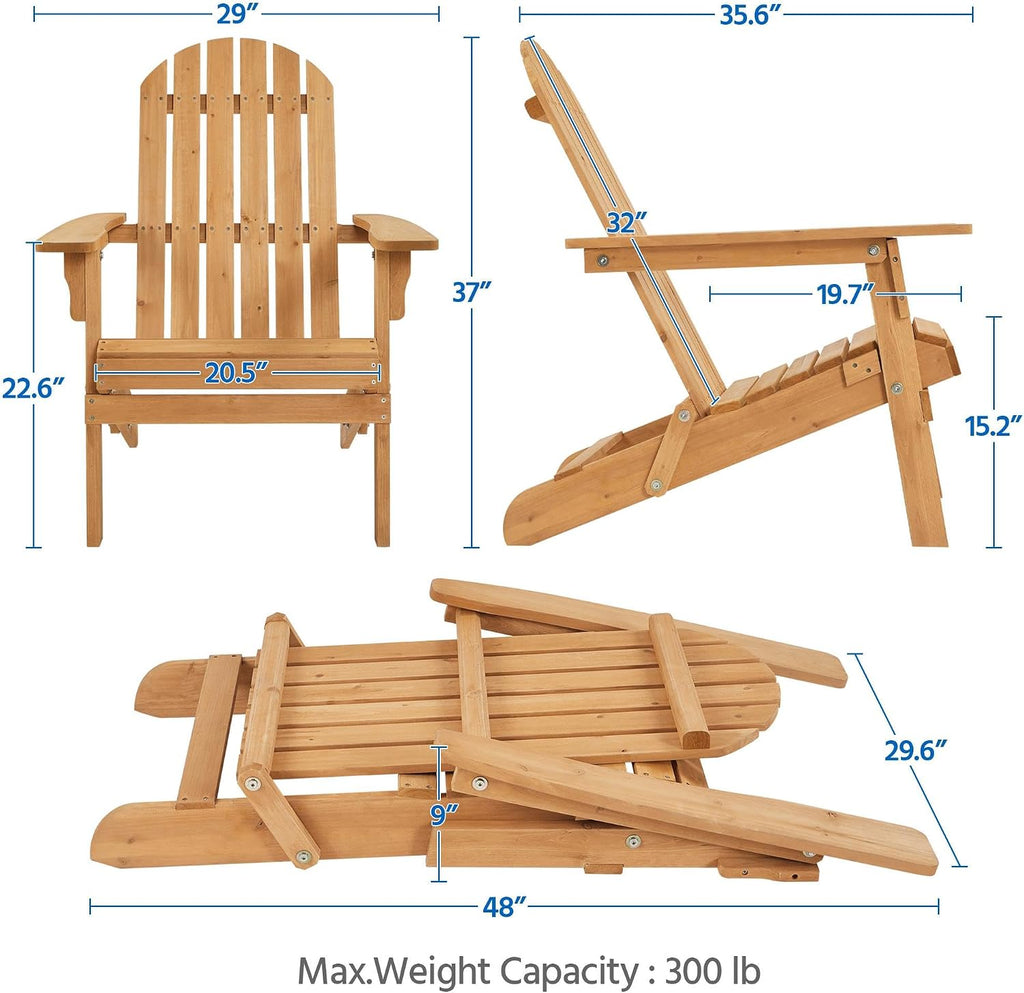 Folding Adirondack Chair Set of 2 Fire Pit,Honey Brown | Weather-resistant outdoor seating with a classic slatted
