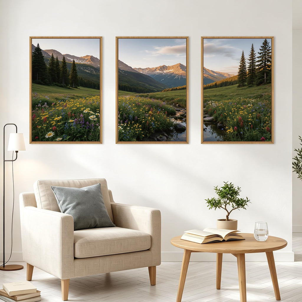 Mountains Landscape Canvas Wall Art, Nature Forest Wall Decor Framed