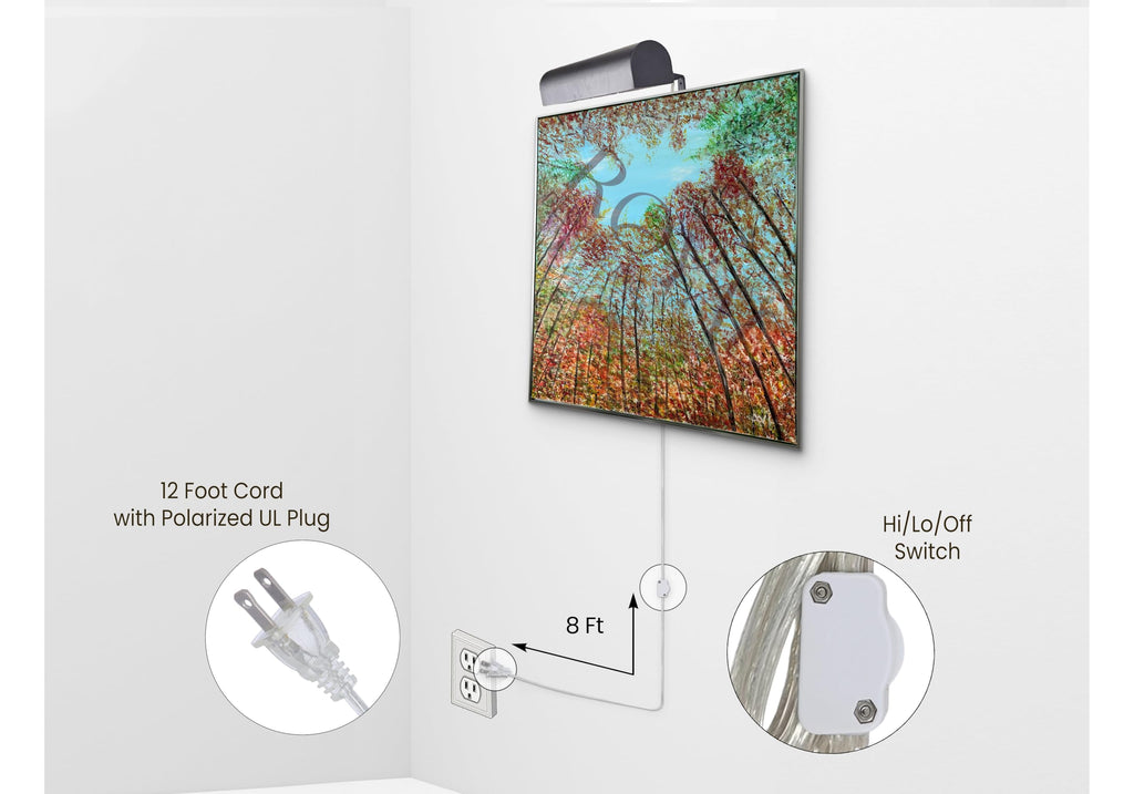 Plug-in Picture Light, Gallery Lighting, 12 ft Cord with in-Line Hi/Low/Off Switch, PLP-2012-12-ORB, Oil Rubbed