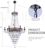 French Empire Crystal Chandelier,13-Light Bronze Crystal Pendant Light,Farmhouse Vintage Chandelier Lighting for Living Room, Dining Room, Bedroom, Foyer A108-B0D69PPW78