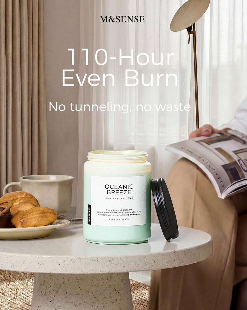 Candle Oceanic Breeze Home Scented, 19.4oz 110H Natural Soy Wax