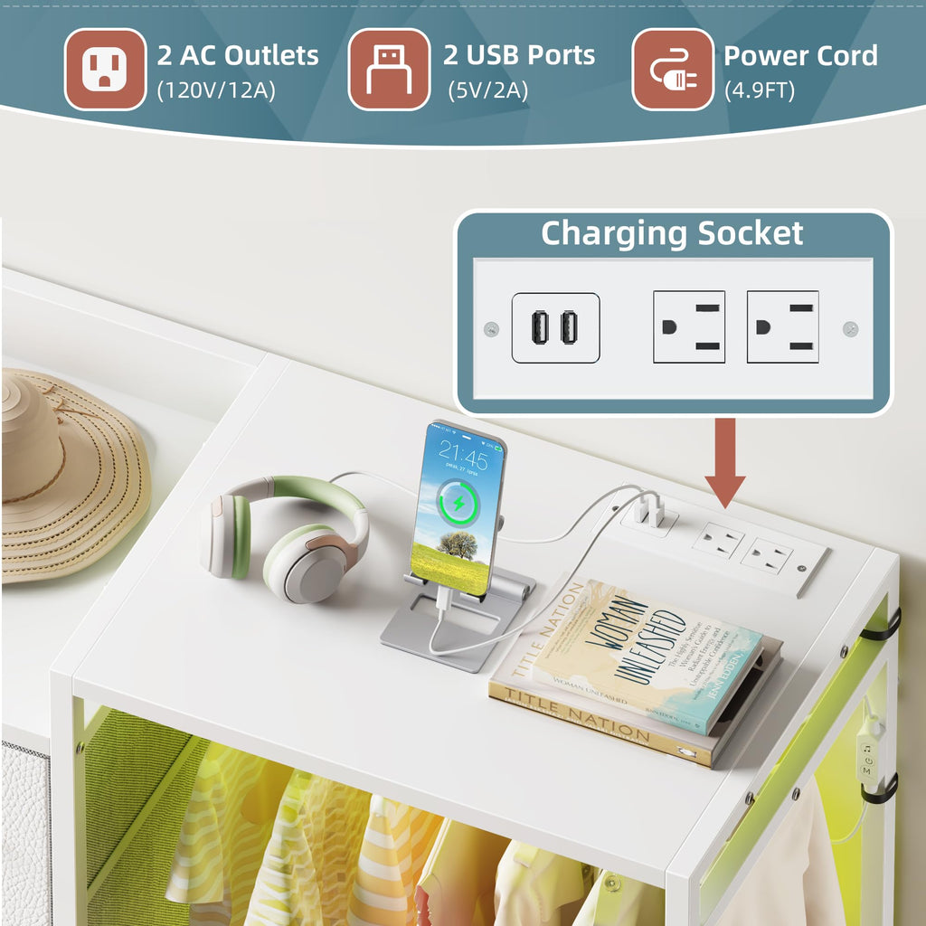 8-Drawer with Hanging Rack, White, 11.8"D