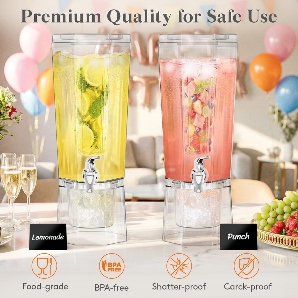 1.6 Gallon Drink Dispenser for Parties with Fruit Infuser - Set of 2