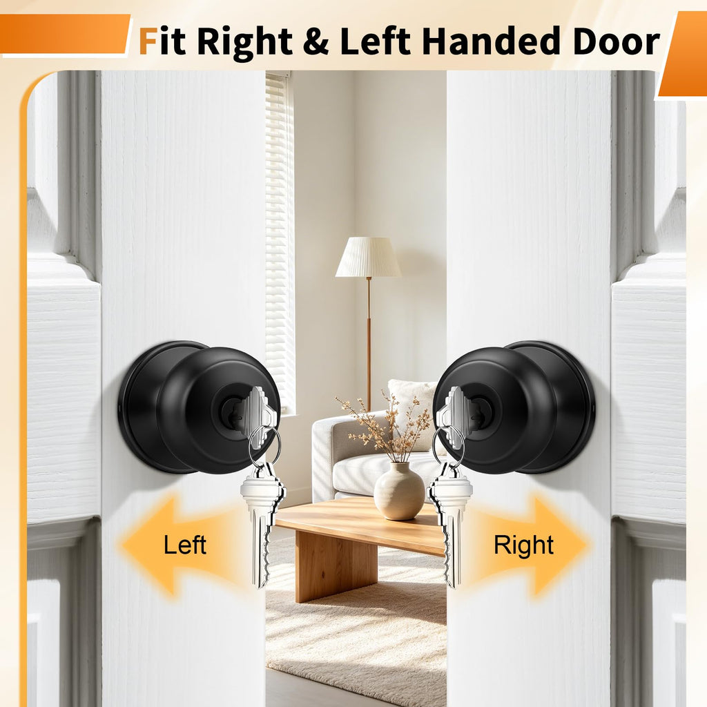 Keyed Entry Door Knobs, Exterior Interior Door Knob with Lock 5 Pack, Bedroom Bathroom Door Knobs with Same Key