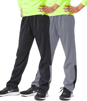 2 Pack Boys Athletic Pants Lightweight Active Track Pants with Pockets