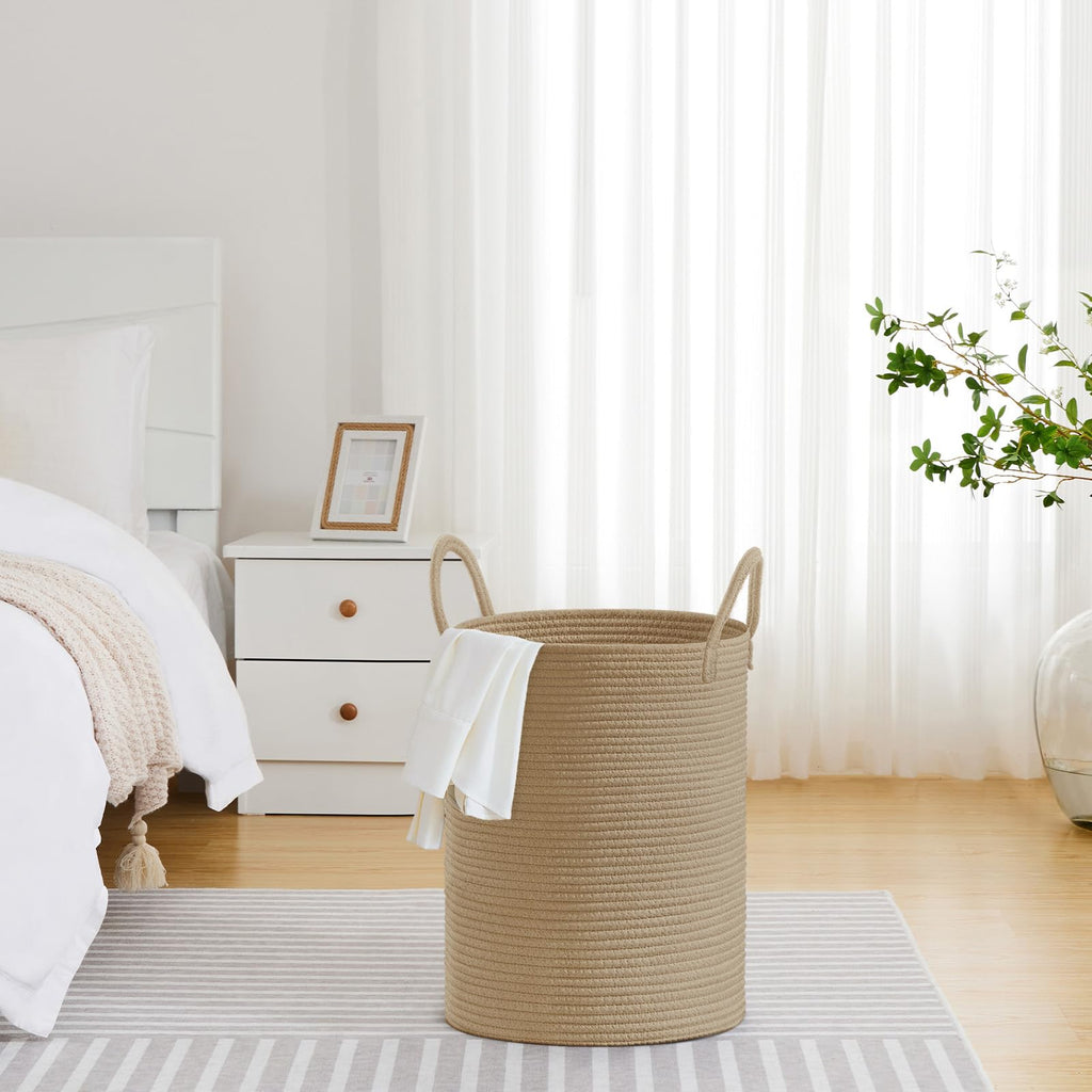 58L Tall Woven Laundry Basket Hamper, Jute