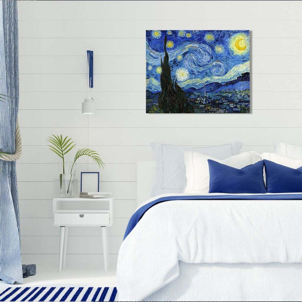 Van Gogh Canvas Wall Art: Starry Night Landscape Painting Picture Reproduction Room Decor - Famous Art Prints Large