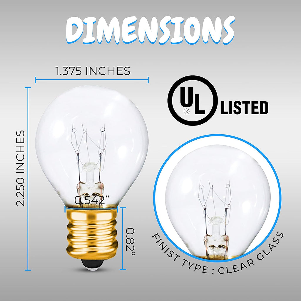 S11 White Clear Night Light Bulbs with E17 Base | 10W High-Efficiency Dimmable Bulbs | Ideal for Amusement