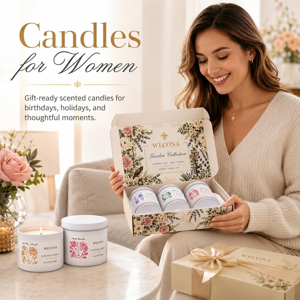 Scented Candles Gift Set, 4 Pack Soy Candles for Women - Set of 4