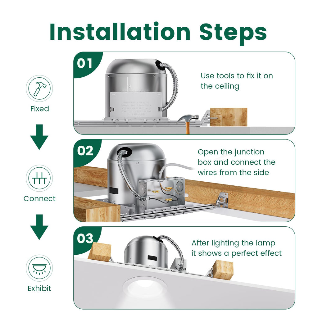 6 Inch Recessed Lighting Housing 12 Pack, New Construction