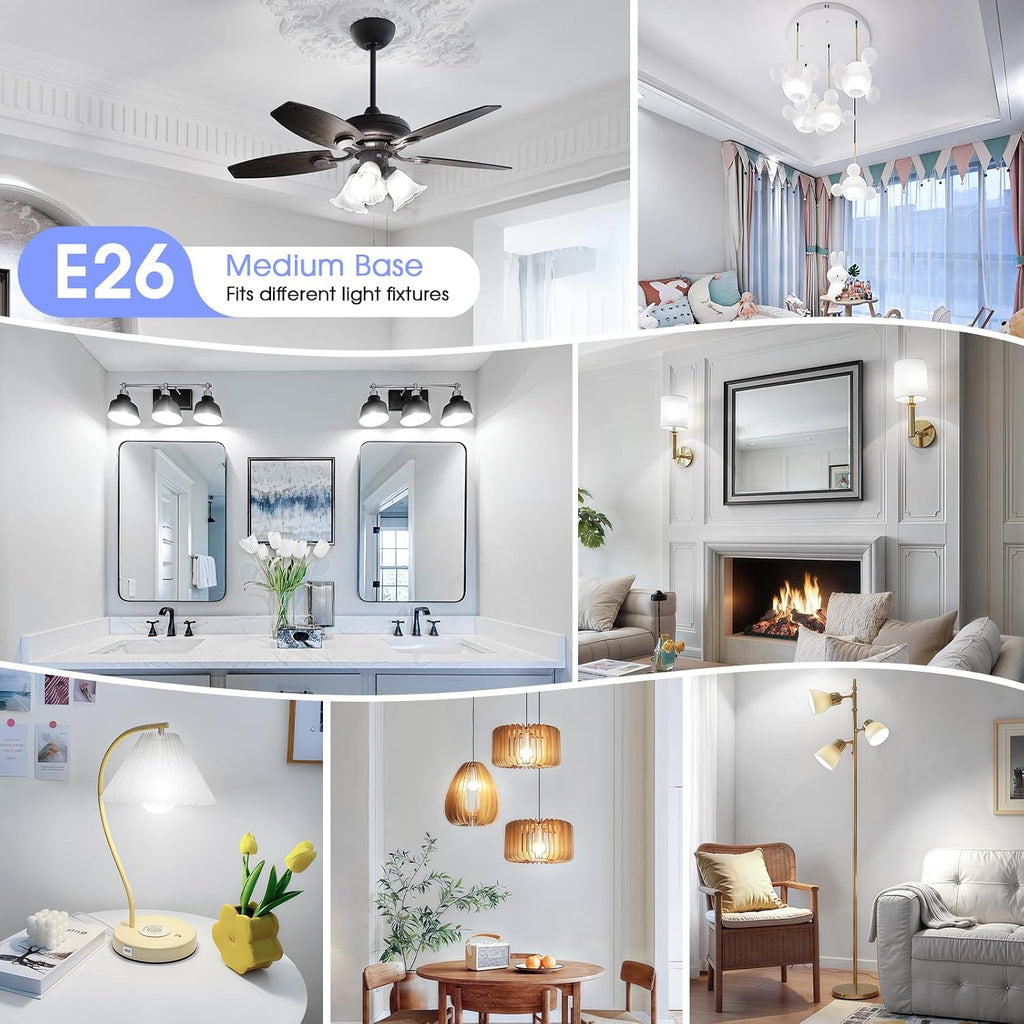A15 LED Light Bulb, 60 Watt Equivalent LED Bulbs, Daylight White 5000K, 600LM, E26 Base, Non-Dimmable, 6W Bright