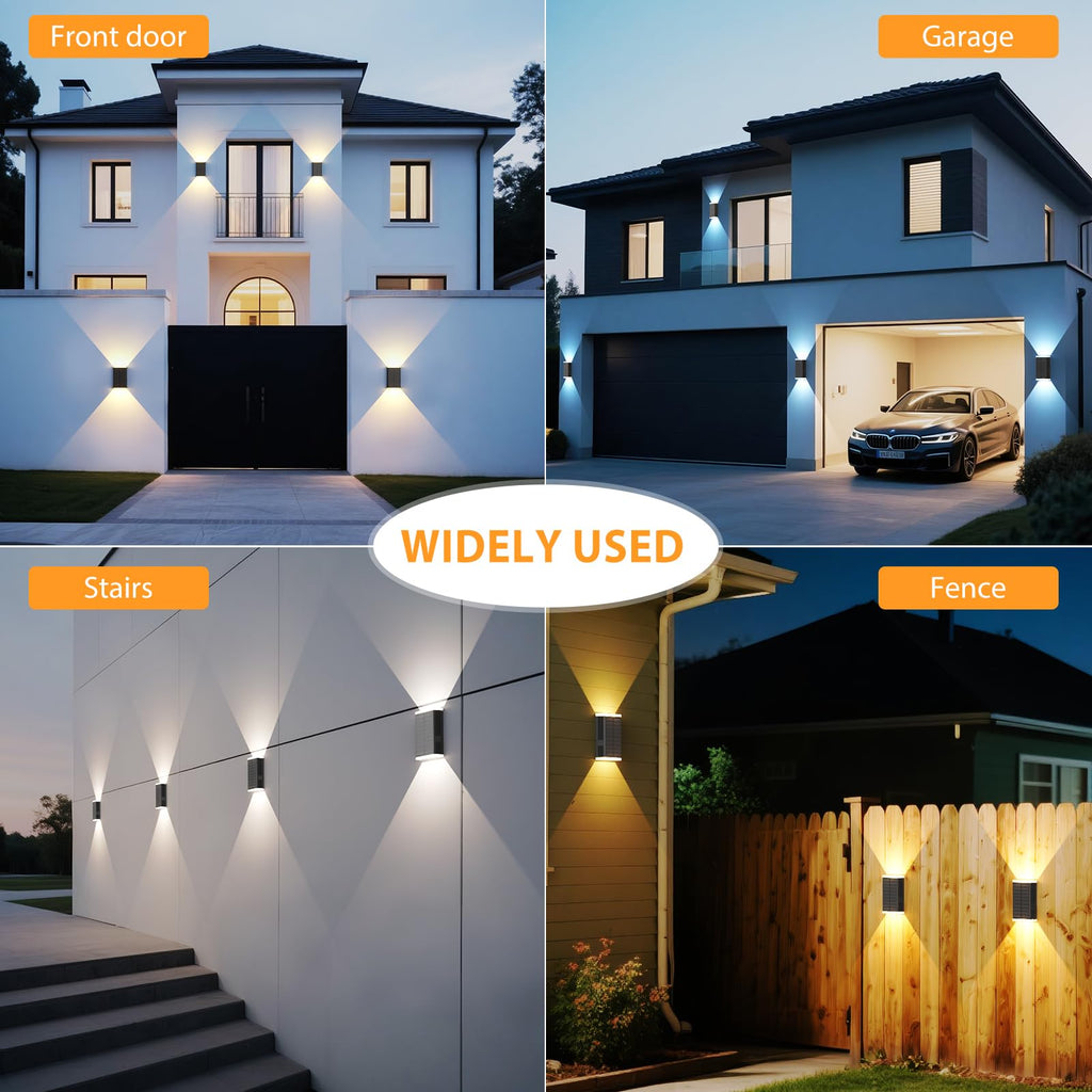 Solar Wall Light Outdoor, 3000/4000/6000K 3 Modes Dusk to Dawn Lighting Wall Sconce IP67 Waterproof Up and Down
