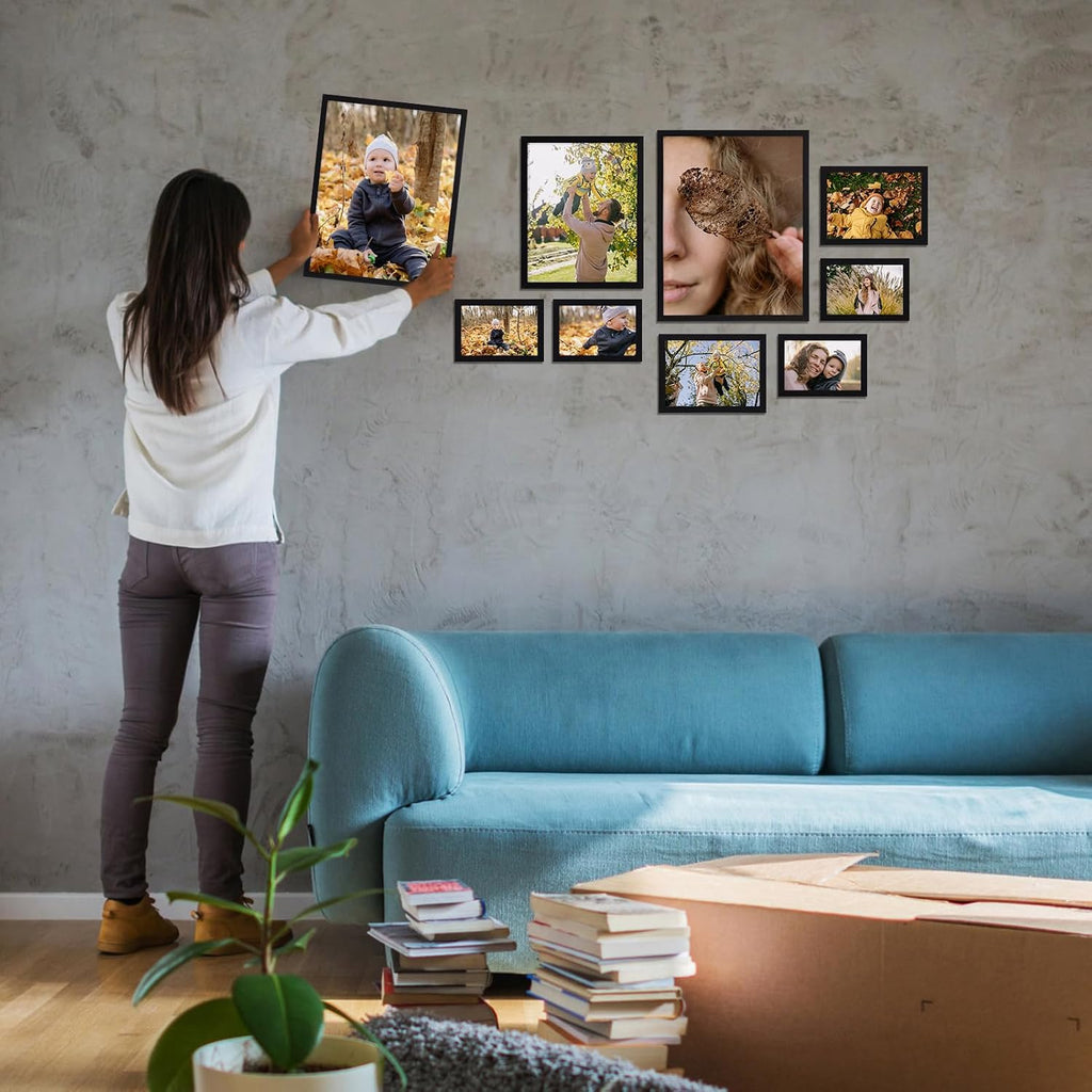 16 Pack Black Picture Frames for Multi Sizes Photos, Assorted Set Including Two 11x14, Two 8x10, Six 5x7, Six 4x6
