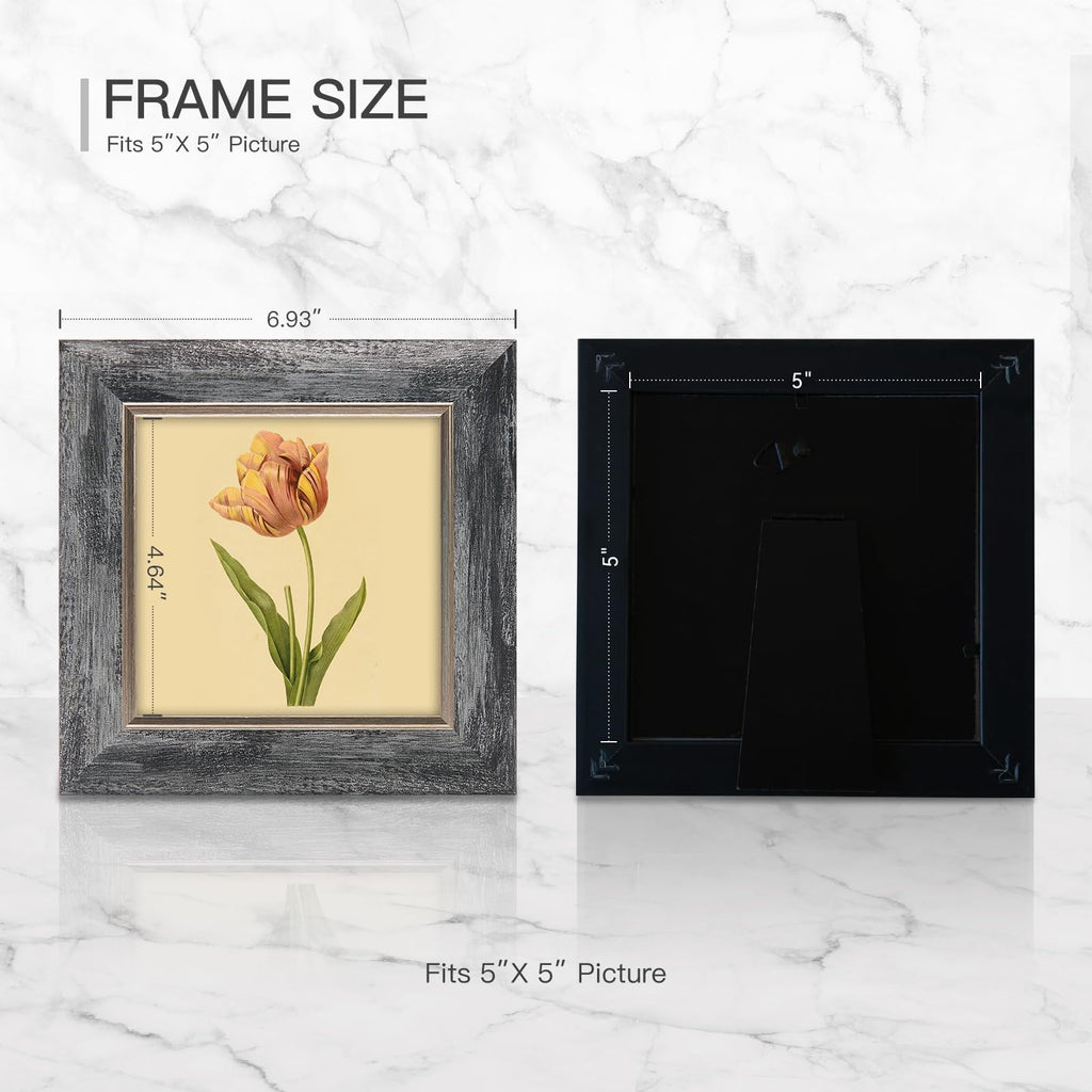 5x5 Picture Frames Set of 4, Rustic Retro Photo Frame(Multicolor)