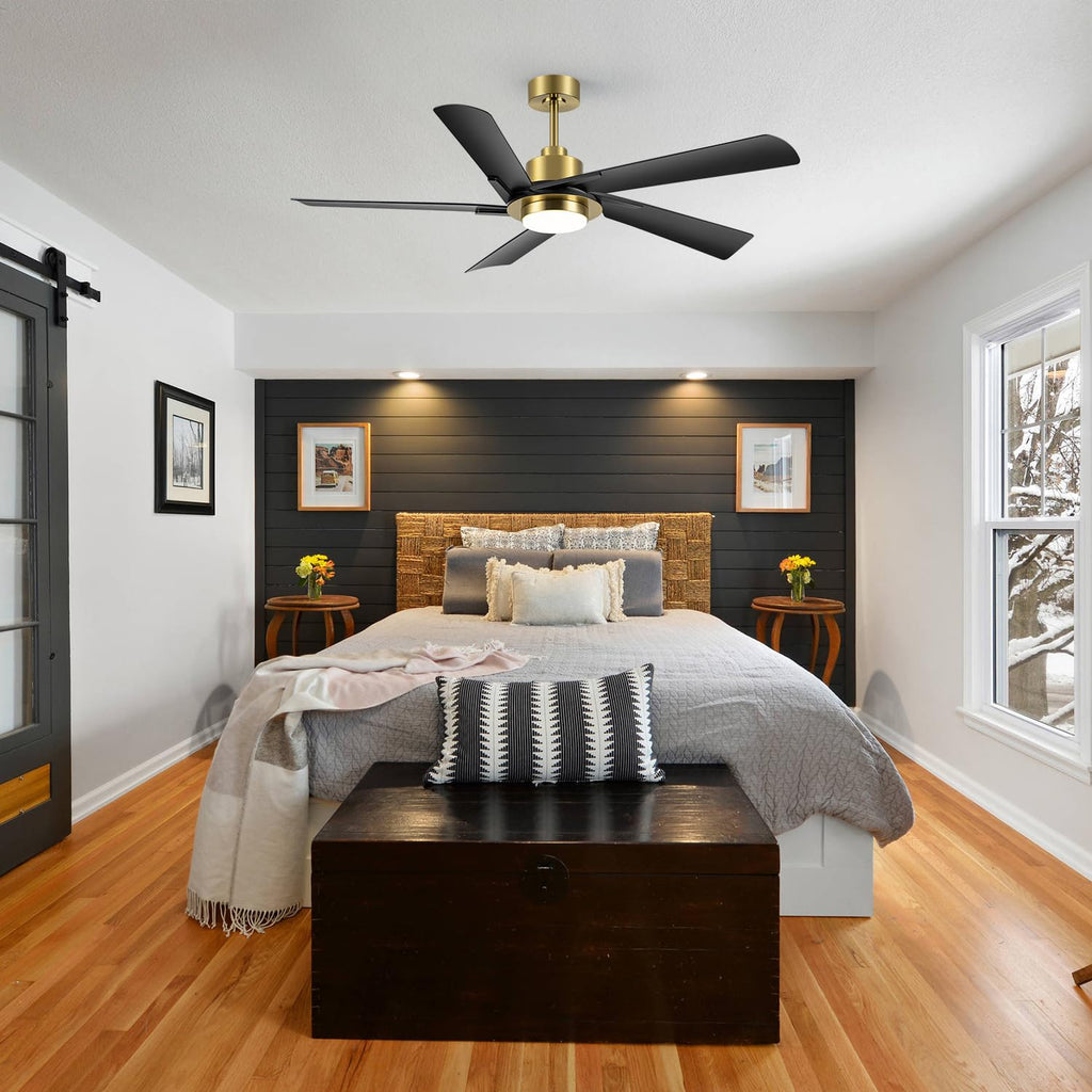 60 Inch Ceiling Fan with LED Light & Remote, Industrial Ceiling Fan with Reversible DC Motor Modern Fan, Reversible 5