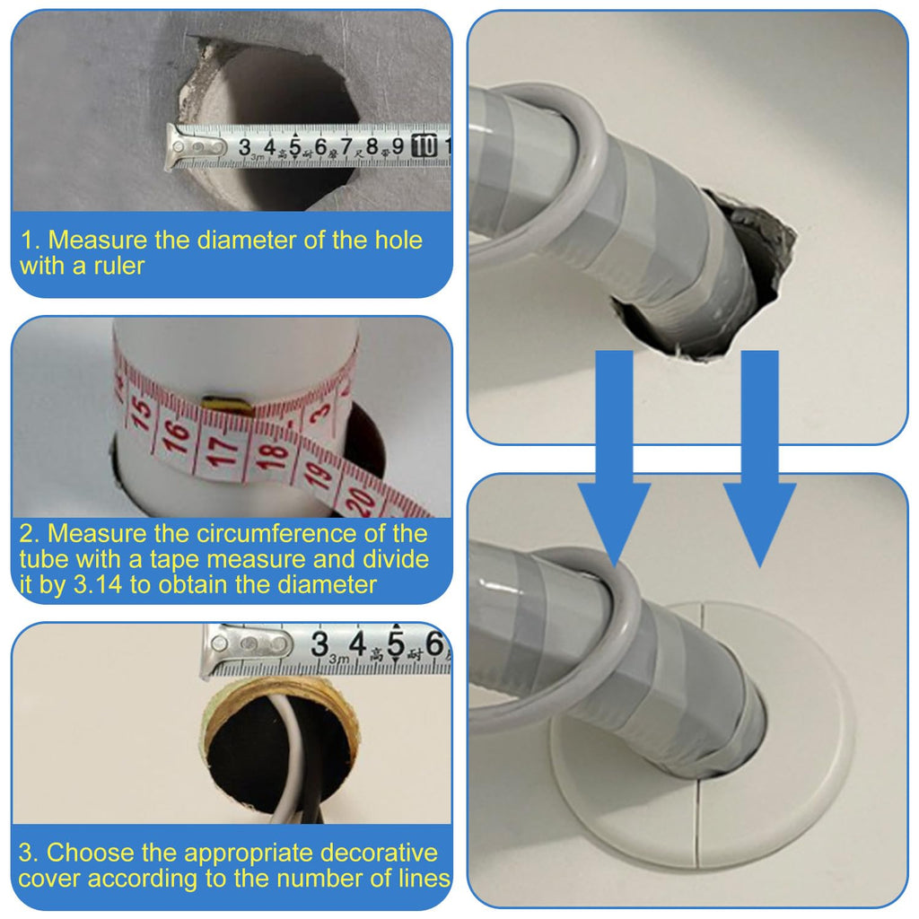 2Pcs Self-Adhesive Split Flange for 2" Pipe, ABS Round Escutcheon Plate