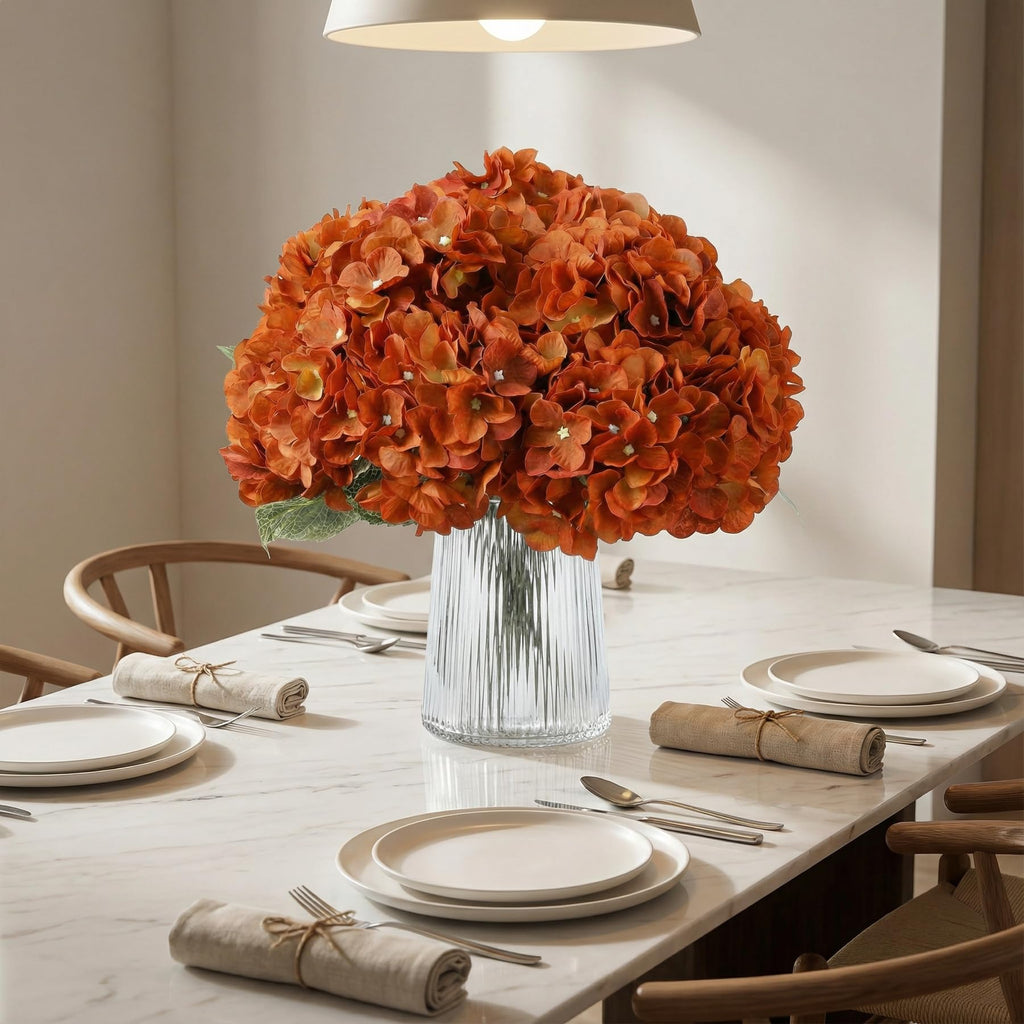 2Bouquets 20" Orange Silk Hydrangea Artificial Flowers